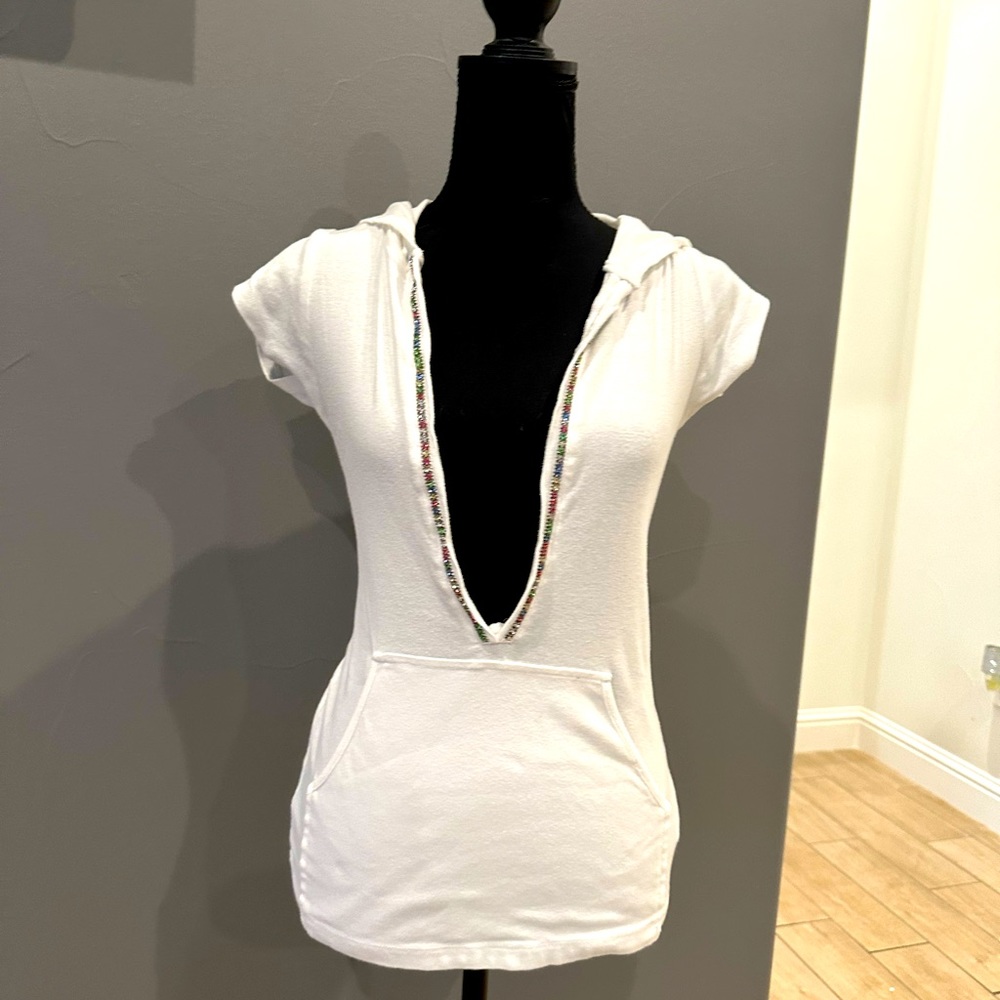 Charlotte white rhinestone hooded top - Small